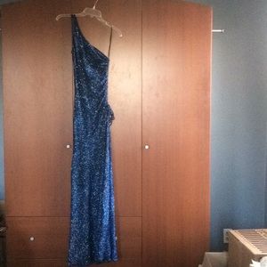 Blue Sparkles full Length side slit